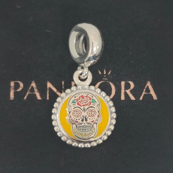 Pandora Mexico Day of the Dead Colorful Skull Dangle Charm S925 Silver with box - Picture 1 of 9